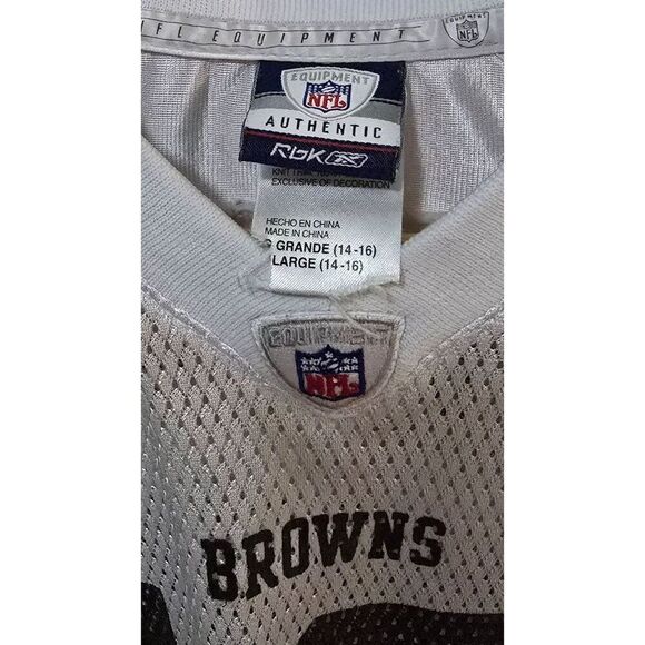 Reebok NFL Browns #16 Youth Large White Mesh Jersey 1 b4 I Die - Picture 6 of 10